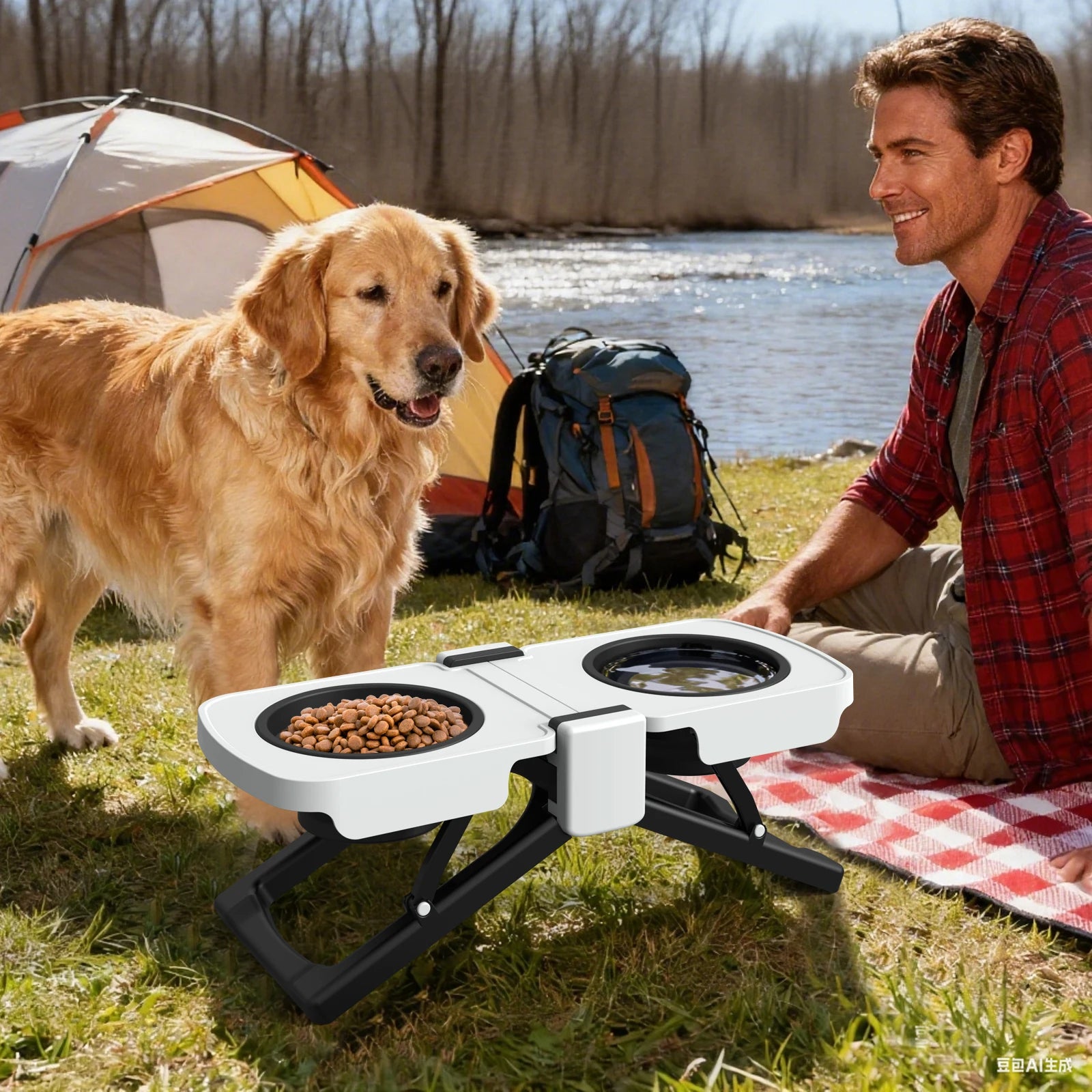 Elevated Travel Dog Bowl Set™ | Collapsible Double Food & Water Feeder