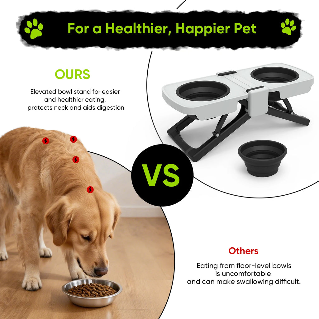Elevated Travel Dog Bowl Set™ | Collapsible Double Food & Water Feeder
