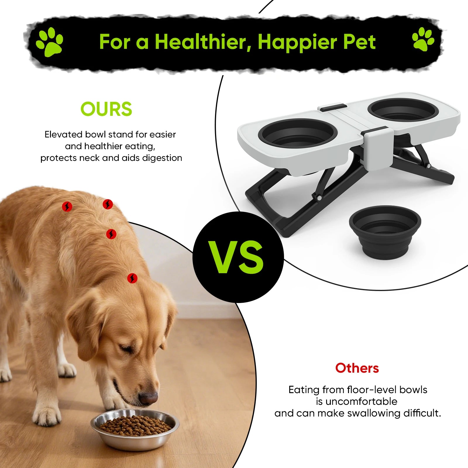 Elevated Travel Dog Bowl Set™ | Collapsible Double Food & Water Feeder